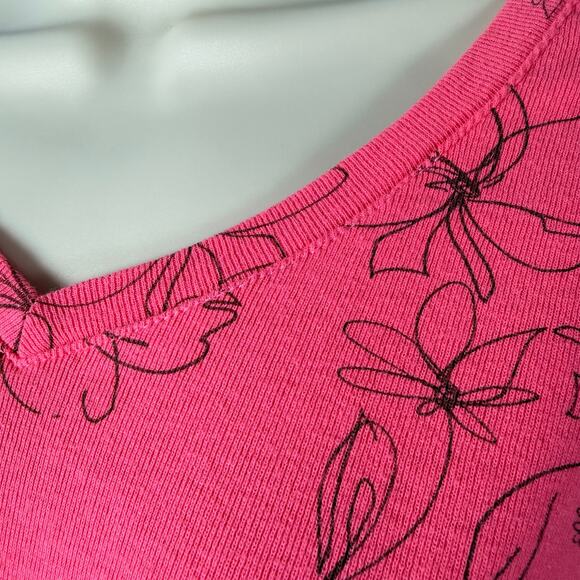 Fresh Produce 2pc Set Small Pink Floral Print V-neck Top Tiered Ruffle Skirt - Picture 3 of 16